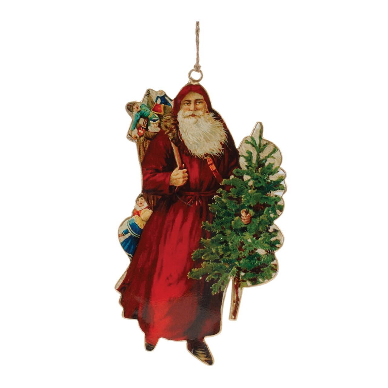 Melrose Santa Claus with Tree Christmas Ornaments - 8.5" - Red and Green - 6ct